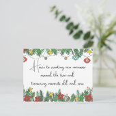 Herinneringen maken rond de kerstboom briefkaart (Staand voorkant)