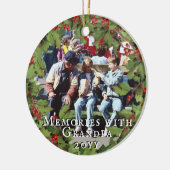 Herinneringen met opa Foto - Holly Berries Lijst Keramisch Ornament (Links)