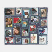 Herinneringen Navy Blue Creëer Your 20 Photo Colla Fleece Deken (Voorkant (Horizontaal))