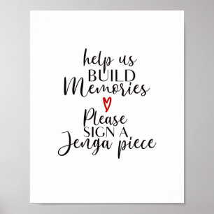 herinneringen tekenen voor een Jenga-teken Poster