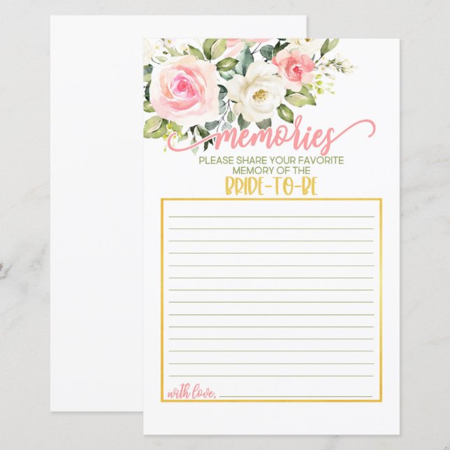 Herinneringen van de Bride - Roze Floral & Gold (Voorkant / Achterkant)