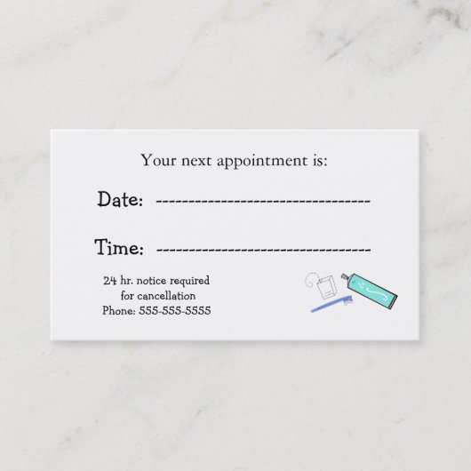 Herinneringen voor benoeming van tandartsen afsprakenkaartje (Voorkant)