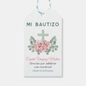 Herinneringen voor Doop Kruis en Bladeren Doopfees Cadeaulabel (Voorkant)