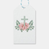 Herinneringen voor Doop Kruis en Bladeren Doopfees Cadeaulabel (Achterkant)