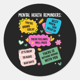 Herinneringen voor geestelijke gezondheid ronde sticker