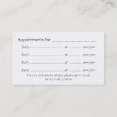 Herinneringen voor therapiebenoeming, Talking Head Afsprakenkaartje (Achterkant)