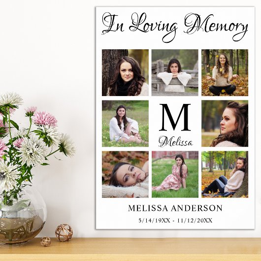 Herinnerings collage met foto's rouw funeral poster