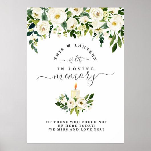 Herinnerings Teken Witte Bloem Kaars Poster (Voorkant)