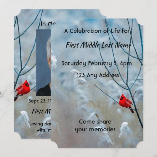 Herinneringsfoto Geschenk Kardinaal Rode Vogel Kaart (Voorkant / Achterkant)