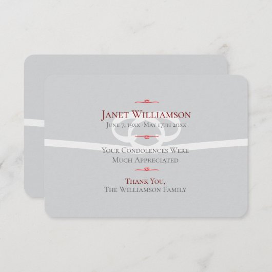 Herinneringskaart, platte dank u kaart (Voorkant / Achterkant)