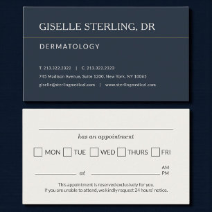 Herinneringskaart voor afspraak bij dermatologie visitekaartje