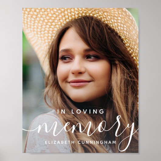 Herinneringsmodern elegant foto In Loving Memory Poster (Voorkant)