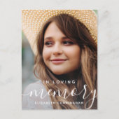 Herinneringsmoderne Elegante Foto In Loving Memory Briefkaart (Voorkant)