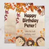 Hérisson aquarelle Bonne carte de voeux d'annivers (Devant / Derrière)