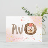 Hérisson aquarelle deuxième Invitation d'anniversa (Debout devant)