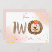 Hérisson aquarelle deuxième Invitation d'anniversa (Devant / Derrière)