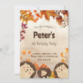 Hérisson aquarelle Invitation de fête d'anniversai (Devant)