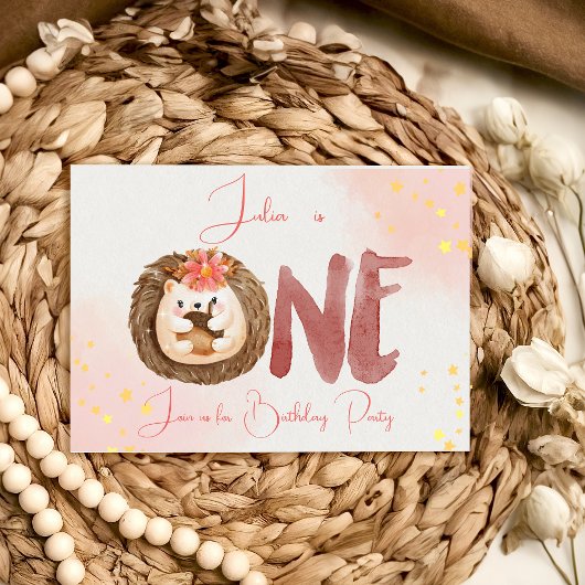 Hérisson aquarelle première invitation anniversair