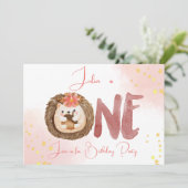 Hérisson aquarelle première invitation anniversair (Debout devant)