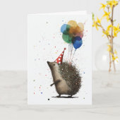 Hérisson avec carte de voeux Balloons (Fleur jaune)