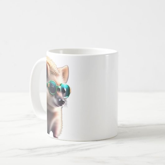 hérisson avec lunettes de soleil tasse de café (Devant gauche)