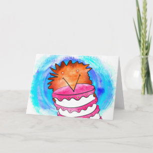 Hérisson avec une carte d'anniversaire de cake