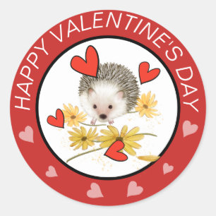Hérisson Coeurs Valentines autocollants