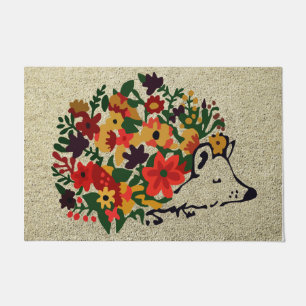 Hérisson Coloré Avec Tapis Fleur, Mignonne