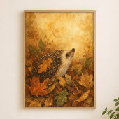 Hérisson dans les feuilles d'automne Affiche aquar