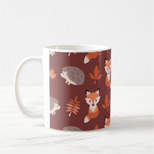 Hérisson d'automne d'automne et tasse de Fox