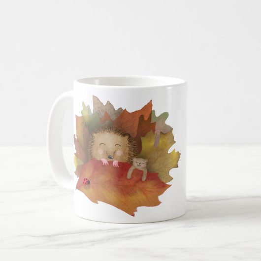 Hérisson endormi 'né être sauvage' mug (Devant gauche)