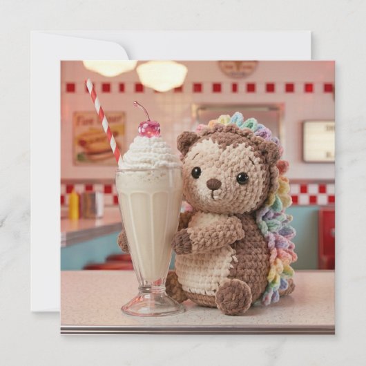 Hérisson et Milkshake | Carte vierge (Devant)