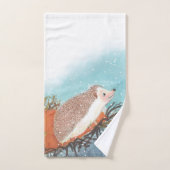 Hérisson et premiers flocons de neige (Serviette à main)
