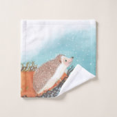 Hérisson et premiers flocons de neige (Gant de toilette)