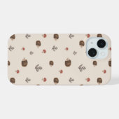 Hérisson mignon et motif de forêt de champignons (Verso Horizontal)
