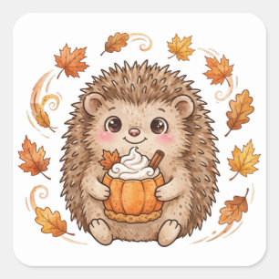 Hérisson Pumpkin Spice Latte Mignon Autocollant D'