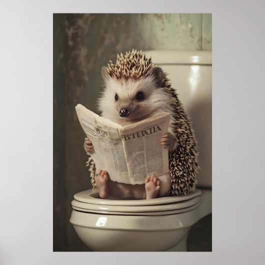 Hérisson sur impression de toilette, Art AI drôle (Devant)