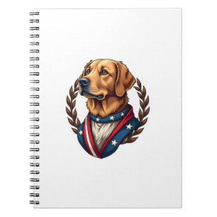 Heritage Golden Retriever Patriottische Vintage T- Notitieboek