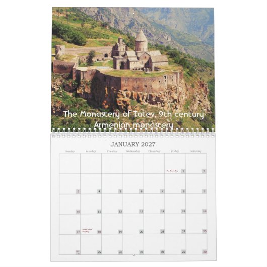 Héritage historique arménien - calendrier (Jan 2027)