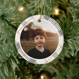 HERITAGE | Neutral Tartan Pattern Photo Keramisch Ornament