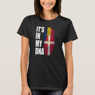 Heritage voor de tsjadische en Deense DNA-vlag T-shirt