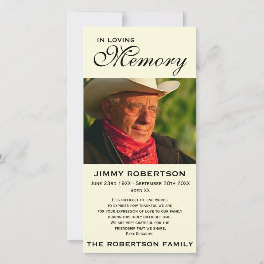 Herkenning van de herdenkingsdag van de Black & Cr Bedankkaart (Voorkant)