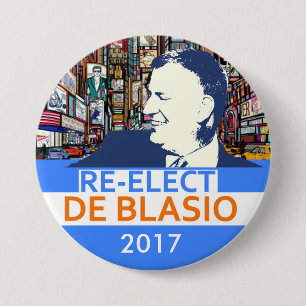 Herkozen Bill de Blasio 2017 Ronde Button 7,6 Cm
