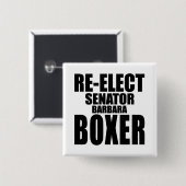 Herkozen senator Barbara Boxer Vierkante Button 5,1 Cm (Voorkant /achterkant)