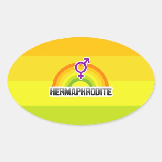 HERMAFRODIET REGENBOOG OVALE STICKER (Voorkant)