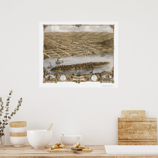 Hermann, MO Panoramic Map - 1869 Poster (Keuken)