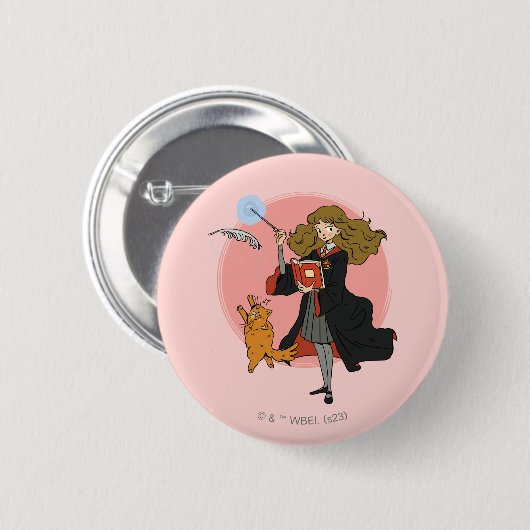 Hermelien en Crookshanks Wingardium Leviosa Ronde Button 5,7 Cm (Voorkant /achterkant)