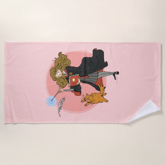 Hermelien en Crookshanks Wingardium Leviosa Strandlaken (Voorkant)