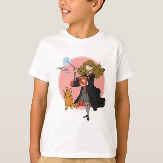 Hermelien en Crookshanks Wingardium Leviosa T-shirt (Voorkant)