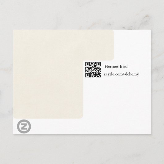 Hermes Bird Alchemy Briefkaart (Achterkant)